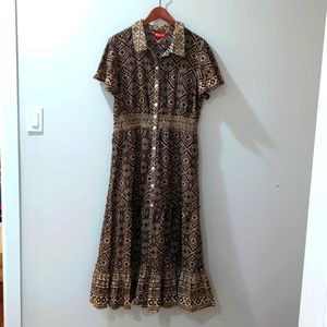 Ruby Yaya Brown Cream Aztec Maxi Dress